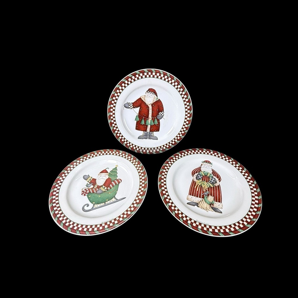 Vintage‎ Debbie Mumm Sakura "Santa's Spirit" 8" Salad/Dessert Plates set of 3